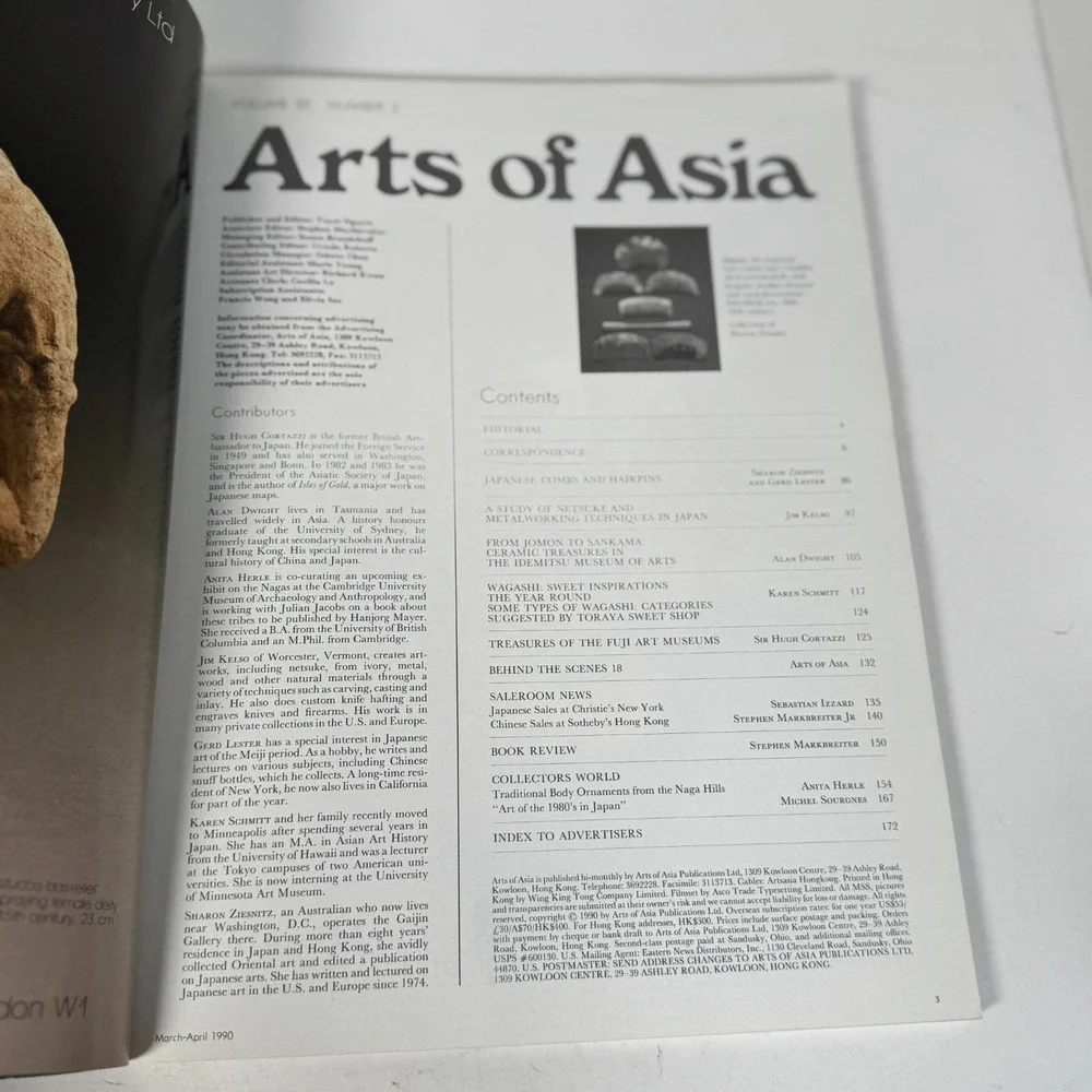 Arts Of Asia Magazine March to April 1990 Combs and Hairpins Japanese Arts Issue